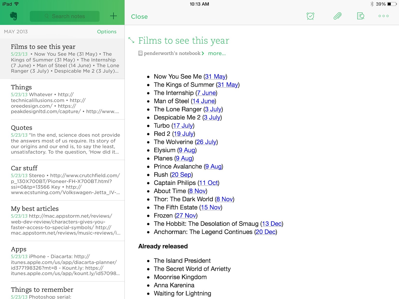 Evernote iPad