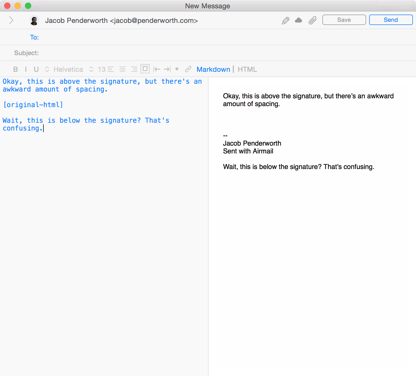 font size compose airmail for mac