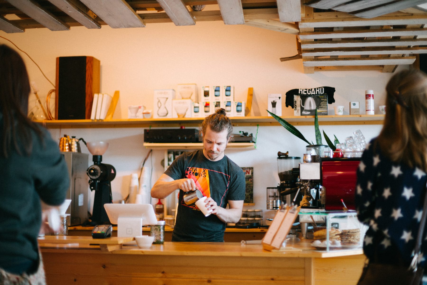 Pouring a latte